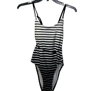 CALVIN KLEIN Wrap One-Piece Swimsuit black/white 4